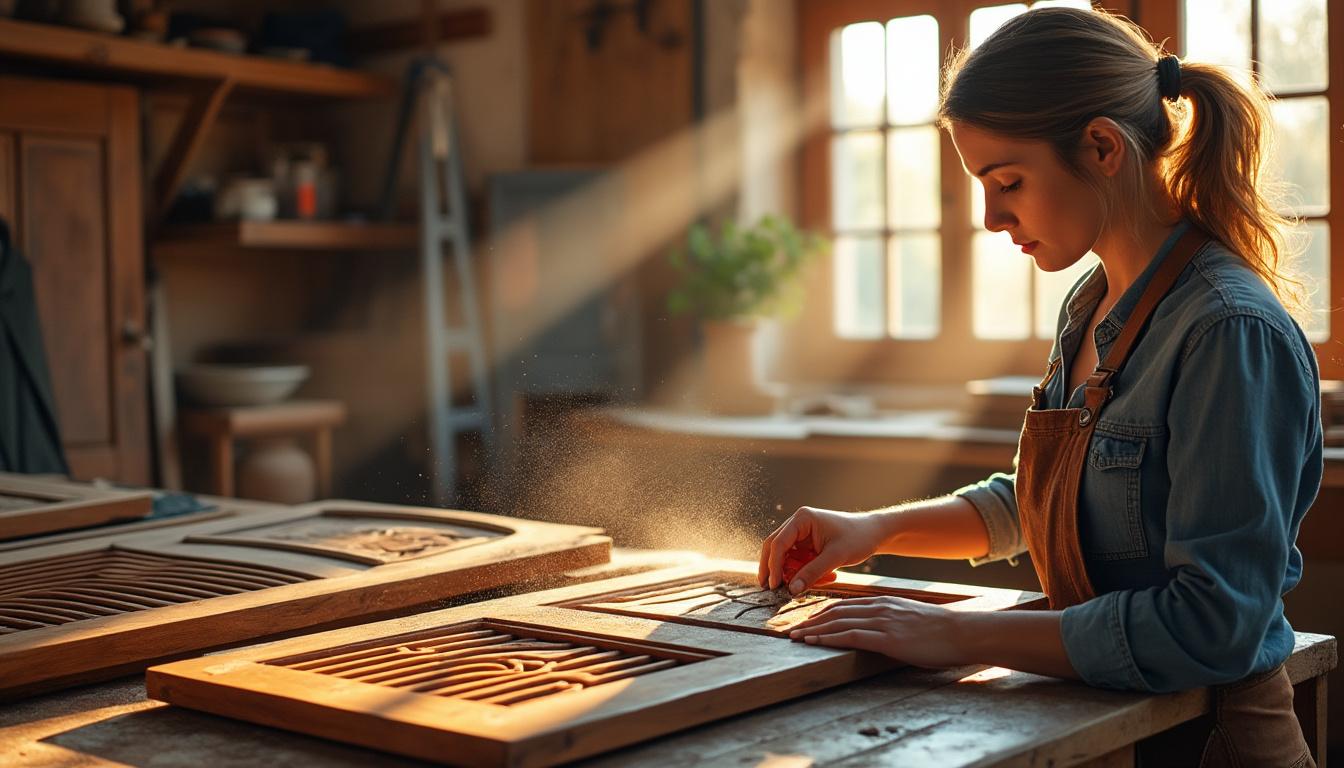 Redonner vie à vos volets et portails en bois à Brives : confiez la restauration à Virginie, artisane passionnée confiez la restauration de vos volets et portails en bois à brives à virginie, une artisane passionnée. redonnez vie à vos menuiseries avec un travail soigné et durable.
