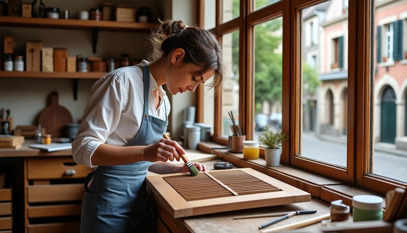 Redonnez vie à vos volets en bois à Dinan : restauration artisanale et durable avec Virginie confiez la restauration de vos volets en bois à dinan à virginie, artisan spécialisée. profitez d’un service durable et soigné pour redonner vie et charme au bois de vos volets.