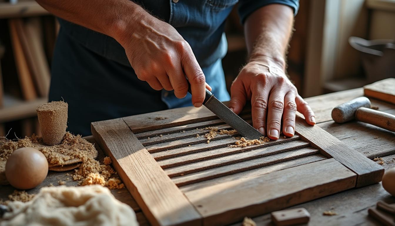 Restauration volets bois Ambrault : redonnez vie à votre patrimoine avec Virginie confiez la restauration de vos volets en bois à ambrault à virginie. expertise, savoir-faire et passion pour redonner vie à votre patrimoine tout en préservant son authenticité.
