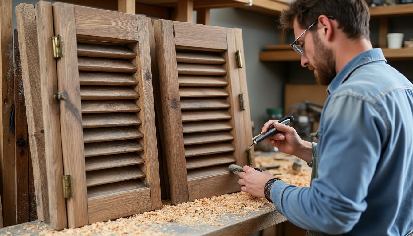 confiez la restauration de vos volets en bois à le blanc à virginie, artisane passionnée. offrez une seconde vie à vos boiseries grâce à un savoir-faire local et personnalisé.