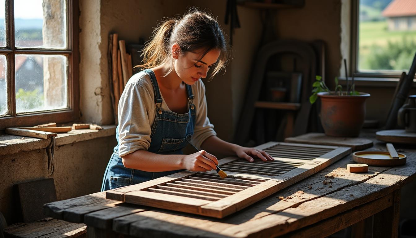 Restauration volets bois bouges-le-château : redonnez vie à vos menuiseries anciennes avec Virginie redonnez tout leur éclat à vos volets bois à bouges-le-château grâce à la restauration artisanale proposée par virginie. préservez l’authenticité de vos menuiseries anciennes et valorisez votre patrimoine !