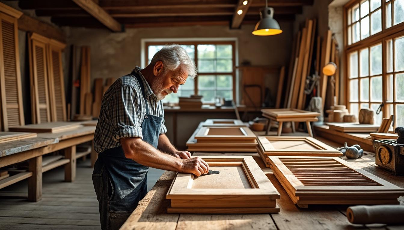 Restauration volets bois Ceaulmont : redonnez vie à vos menuiseries anciennes avec Virginie confiez la restauration de vos volets en bois à ceaulmont à virginie, experte en menuiserie ancienne. redonnez charme, protection et longévité à vos volets grâce à un savoir-faire artisanal.