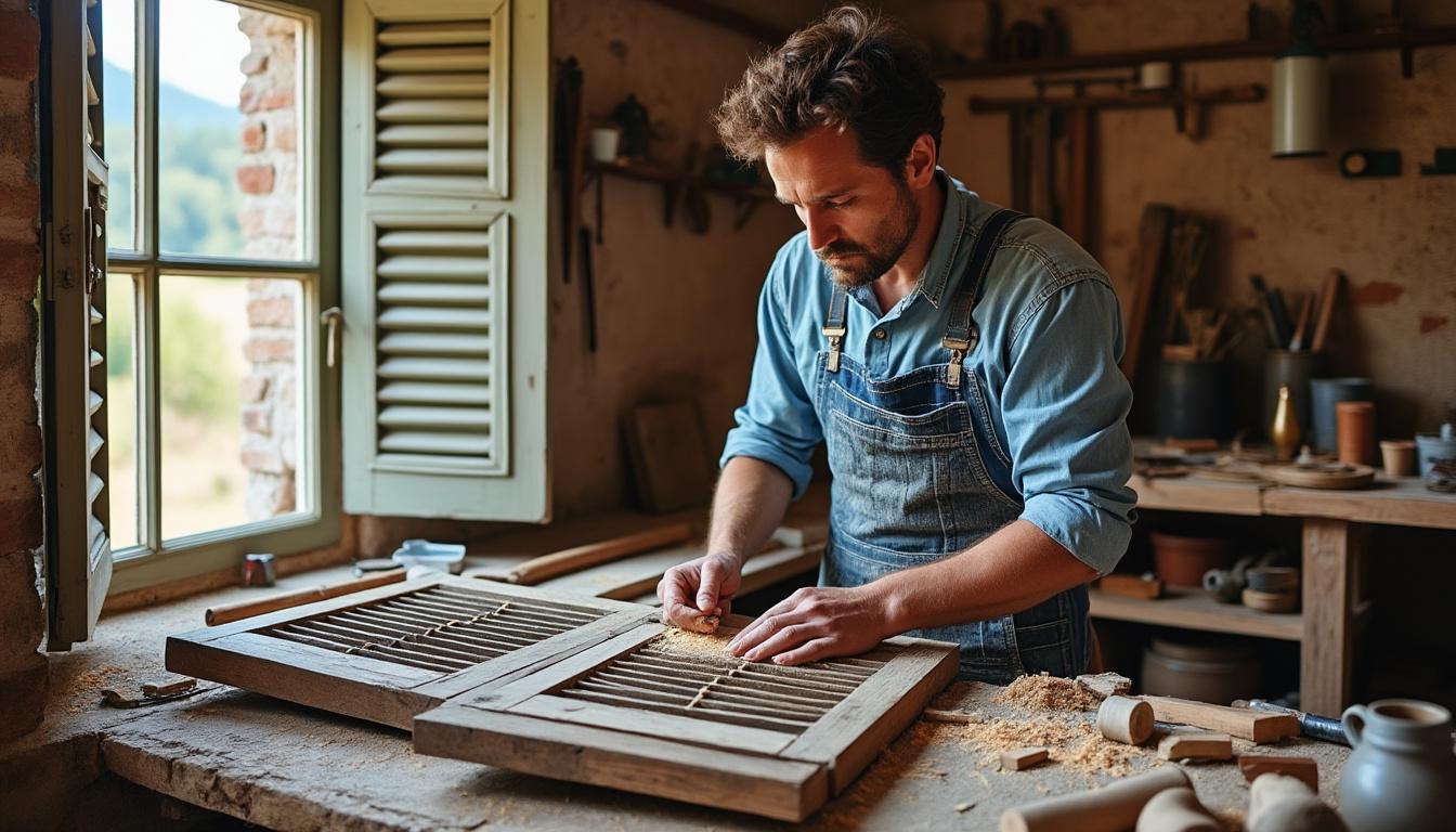 Restauration volets bois Chalais : redonnez du charme à votre maison avec Virginie redonnez tout le charme à votre maison à chalais grâce à la restauration professionnelle de volets en bois par virginie. service artisanal, sur mesure et durable.