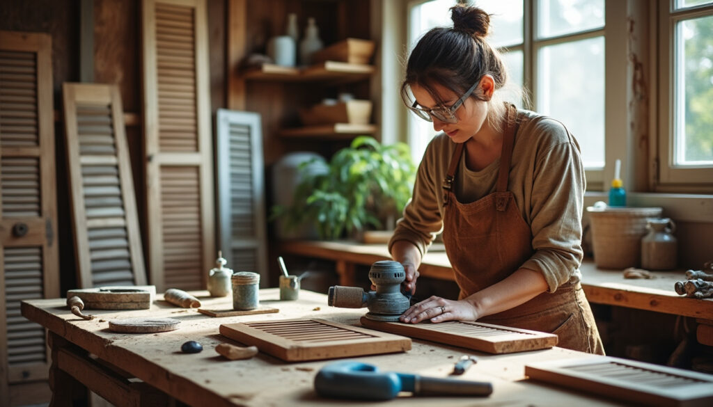 confiez la restauration de vos volets en bois à chassignolles à virginie, artisan passionnée et engagée pour l’écologie. offrez à vos menuiseries une seconde jeunesse, avec des techniques respectueuses de l’environnement.