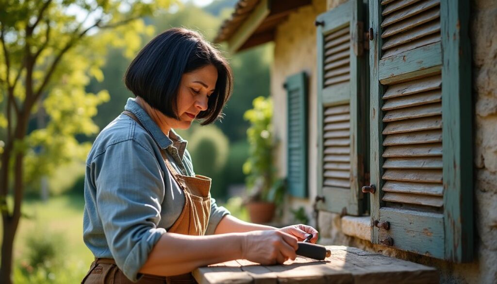 redonnez vie à vos volets en bois à villegouin grâce à la restauration durable et authentique assurée par virginie, experte en rénovation traditionnelle.